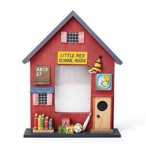 Little Red Schoolhouse Picture Frame Wooden Teacher Classroom Decor